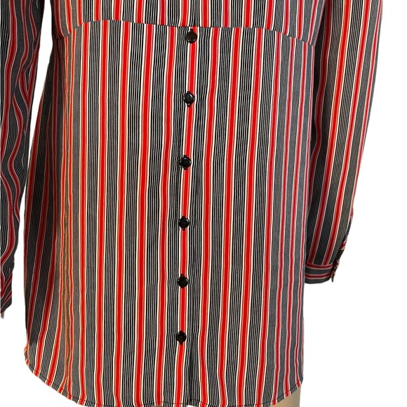 DR2 red black striped long sleeve retro button down shirt size medium - Picture 7 of 11